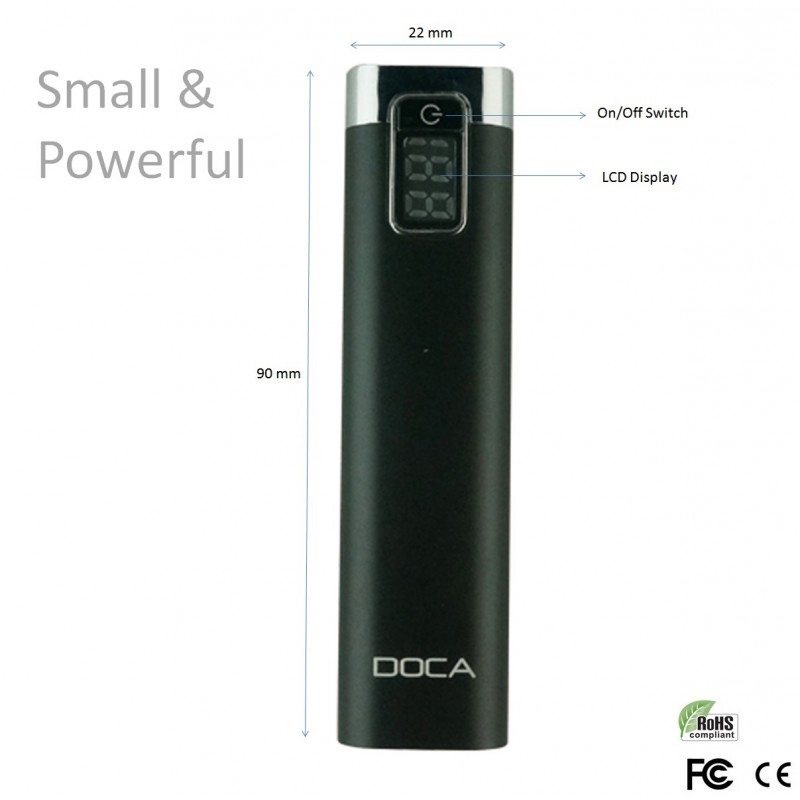 Batterie de secours portable puissante à affichage LED capacité 2600 mAh couleur noire - image 10477