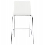 SAMBRE Square design stool in wood and chrome metal (white)