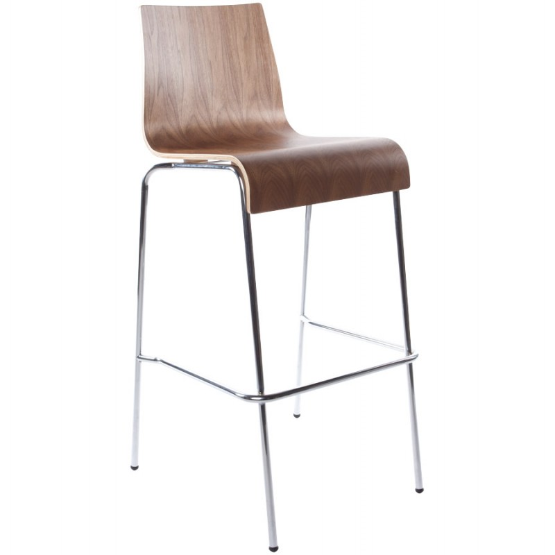SAONE stool made of wood and chrome metal (Walnut) - image 16160