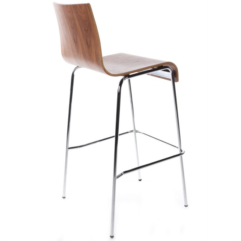 SAONE stool made of wood and chrome metal (Walnut) - image 16161