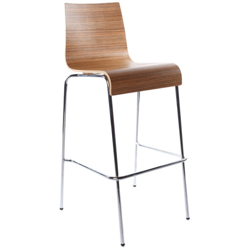SAONE stool made of wood and chrome metal (zebrano) - image 16181
