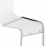 Chaise moderne DURANCE en bois et métal chromé (blanc)
