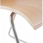Stuhl zeitgenössische BLAISE in Holz und Chrom Metall (Naturholz)