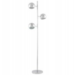 Design floor lamp 3 shades TANGARA in chromed steel (chrome)