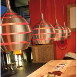 Design Lampada sospensione metallo TROGON (rosso e argento)