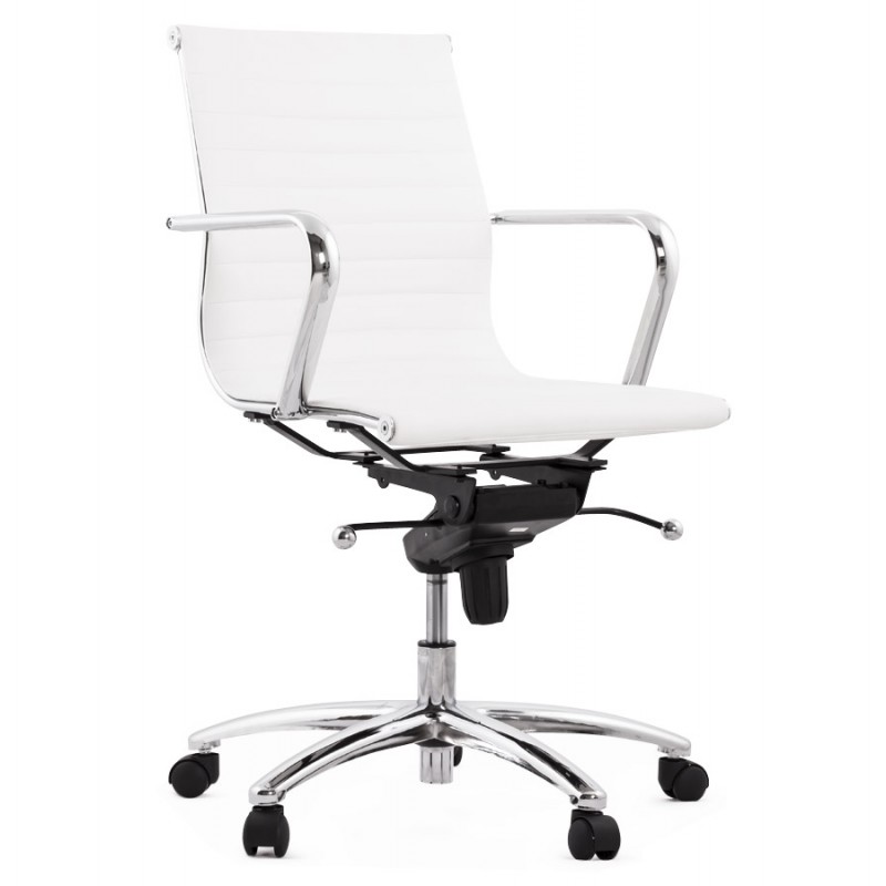 Oficina de sillón COURIS rotatorio en poliuretano (blanco)