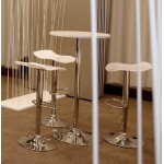 Side table high BALEARE wood and chrome metal (Ø 60 cm) (white)