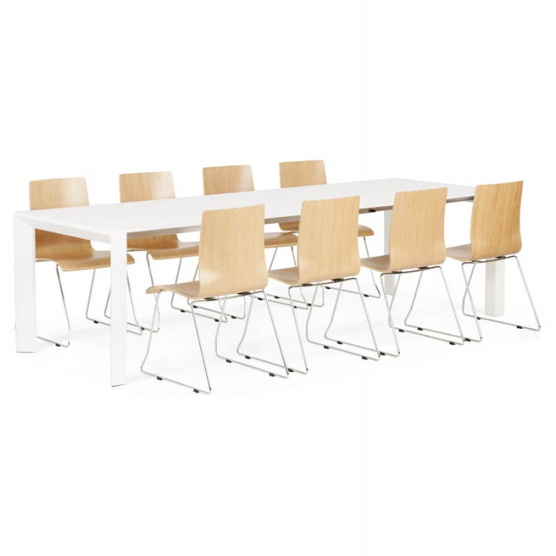 Table design avec 2 rallonges MACY en bois peint (blanc) - image 21306