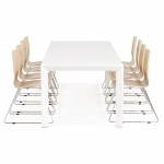 Table design avec 2 rallonges MACY en bois peint (blanc)