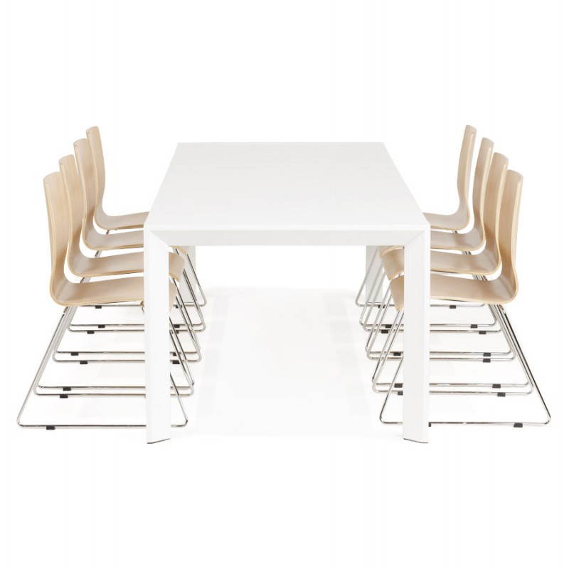 Table design avec 2 rallonges MACY en bois peint (blanc) - image 21308