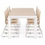 Rechteckige Design-Tisch mit Erweiterungen SOLO furnierte Eiche und Metall (Naturholz)