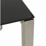 Diseño de extensión rectangular de la mesa MONA templado vidrio y acero inoxidable (negro)
