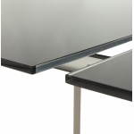 Design table rectangular extension MONA tempered glass and stainless steel (black)