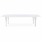Rectangular design table with extensions LOANA in wood and chrome metal (white)