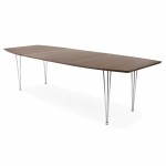 Rechteckige Design-Tisch mit Erweiterungen RINBO furniert Nussbaum und verchromtem Stahl (Nussbaum)