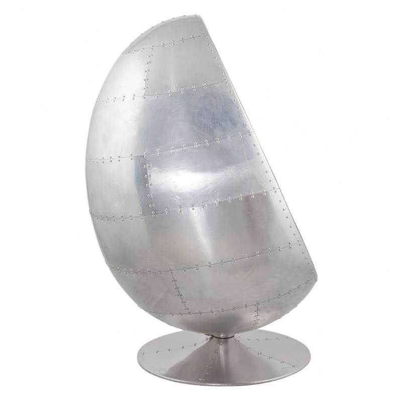 Fauteuil design pivotant OVALO (aluminium et marron) - image 22122