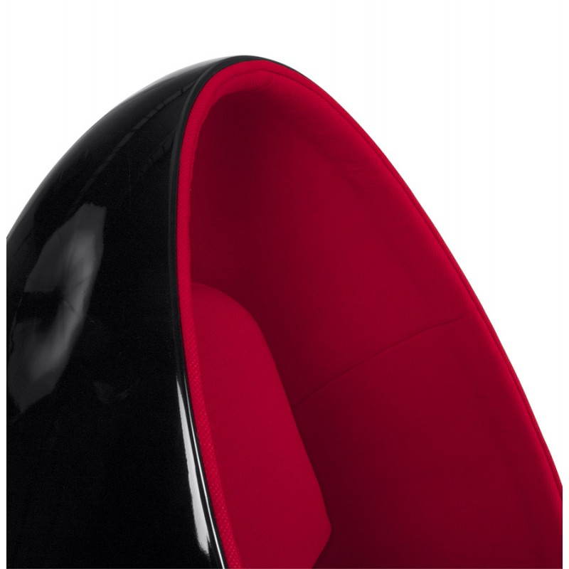 Fauteuil design OVALO en polymère et tissu (noir et rouge) - image 22224