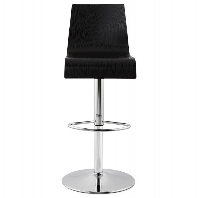 Design bar in wood and chrome-plated metal stool. (Black) wood FOURS - image 22287