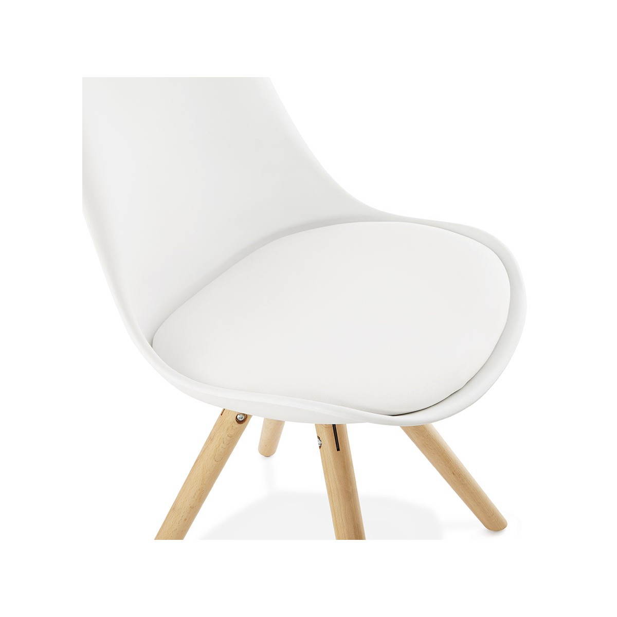 Chaise style scandinave en polypropylène blanc éclatant et bois d