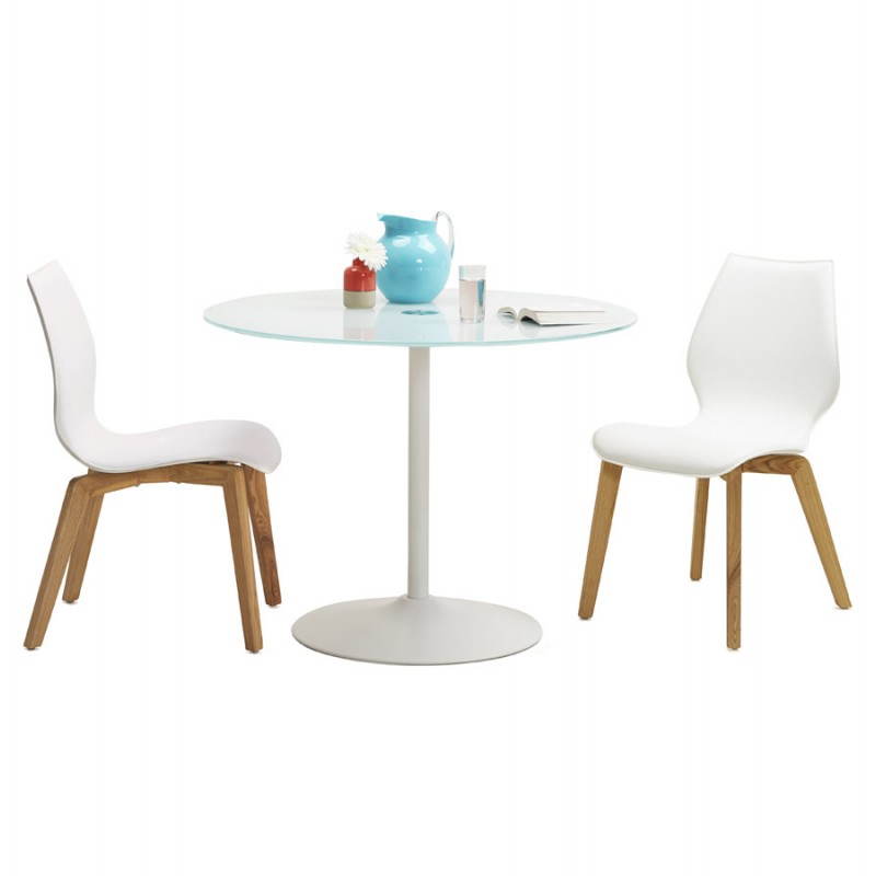 Diseño de Milano de la mesa redonda de vidrio y metal (Ø 100 cm) (blanco) - image 22868