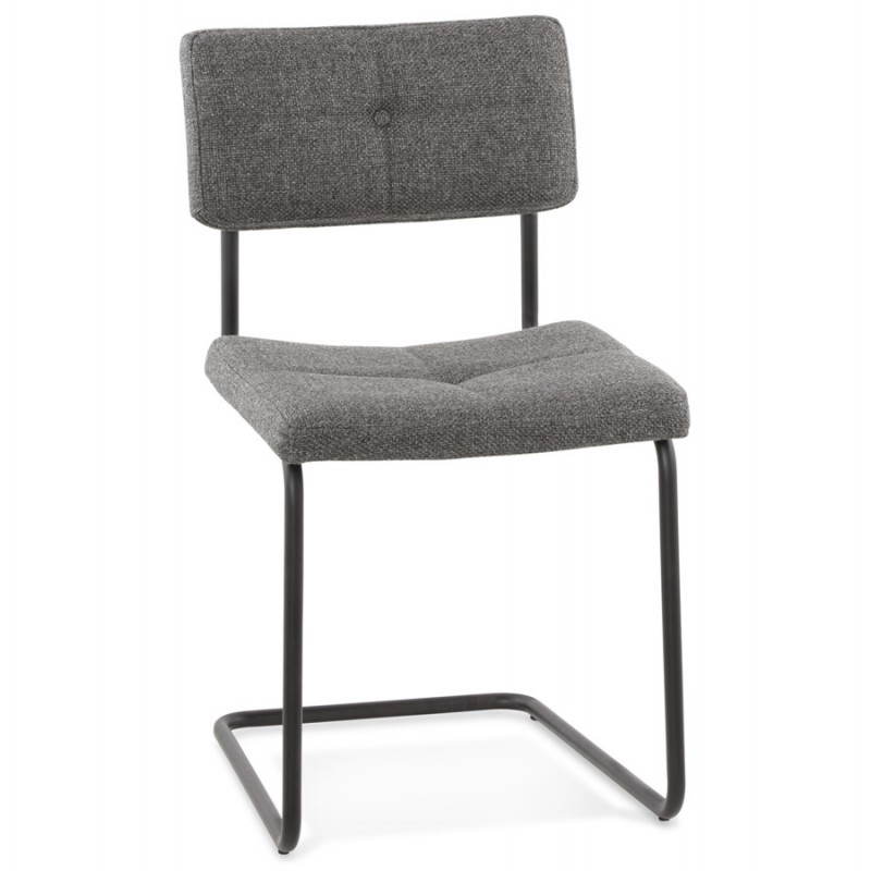 Chaise design capitonnée BONOU en tissu (gris foncé)