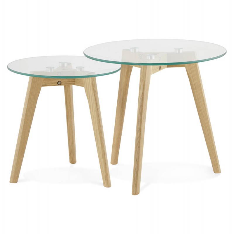 Tables basses design gigognes ART en verre et chêne massif (transparent) - image 25514