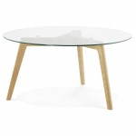Coffee table style Scandinavian TAROT solid oak and glass
