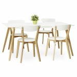 Sala da pranzo tavolo stile legno scandinavo rettangolare orzo (bianco)