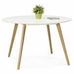 Table à manger style scandinave ronde MILLET en bois (Ø 120 cm) (blanc)