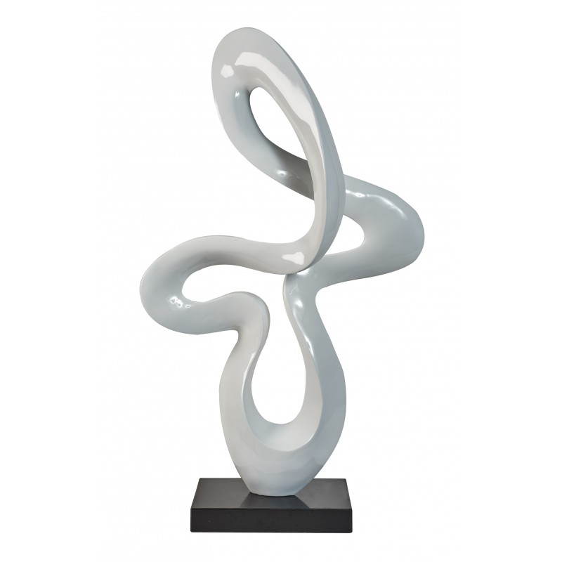 Statue sculpture décorative design SPIRALE en résine (blanc)