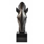 Estatuilla diseño escultura decorativa resina de cabeza de caballo (negro)