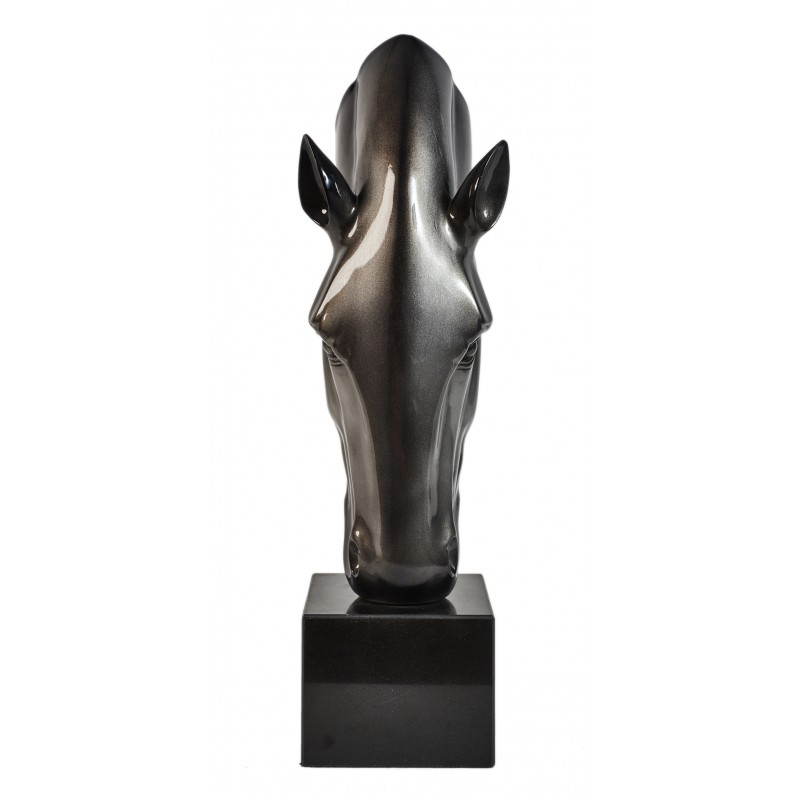Estatuilla diseño escultura decorativa resina de cabeza de caballo (negro) - image 26739