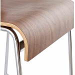 Design barstool SAÔNE MINI wooden and chromed metal (Walnut)