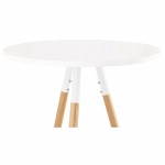 Table haute ronde scandinave JULIE en bois (Ø 65 cm) (blanc, naturel)