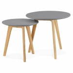 Coffee tables design pull-out ART in wood and oak (dark gray)