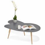 Tables basses design ovales gigognes GOLDA en bois et chêne massif (gris foncé)