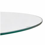 Diseño redondo OLAV comedor en vidrio y cromado (Ø 90 cm) tabla del metal (transparente)