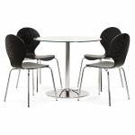 Design round dining OLAV in glass and chromed metal (Ø 90 cm) table (transparent)