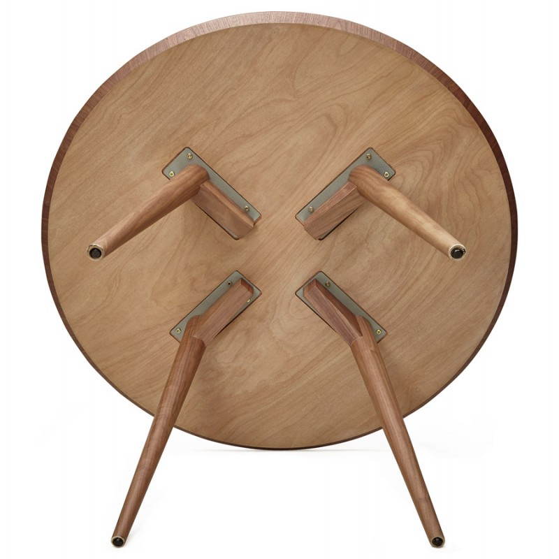 Table de repas ronde vintage style scandinave SOFIA en bois (Ø 120 cm) (finition noyer) - image 27956