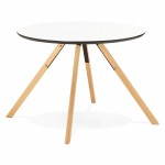 Round table Scandinavian BIBA in wood and beech (Ø 100 cm) (white)