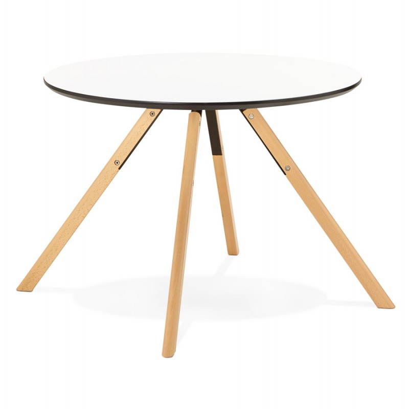 Round table Scandinavian BIBA in wood and beech (Ø 100 cm) (white) - image 27960