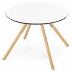 Table de repas ronde scandinave BIBA en bois et hêtre (Ø 100 cm) (blanc)