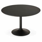 Design round dining STRIPE in wood and painted metal (Ø 120 cm) table (black)