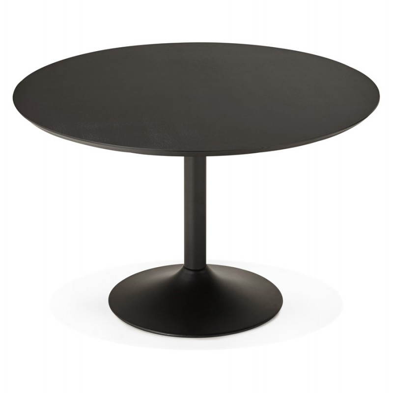 Design round dining STRIPE in wood and painted metal (Ø 120 cm) table (black) - image 28007
