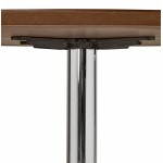 Tisch-Design runden GEFLECHT aus Holz und Chrom Metall (Ø 120 cm) (Walnuss, verchromtem Metall)