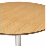 Table de repas design ronde GALON en bois et métal chromé (Ø 120 cm) (naturel, métal chromé)