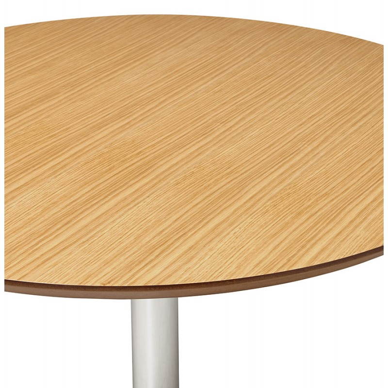 Table design round BRAID in wood and chrome metal (Ø 120 cm) (natural, chrome metal) - image 28039