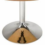 Tisch-Design runden GEFLECHT aus Holz und Chrom Metall (Ø 120 cm) (Natural, verchromtem Metall)