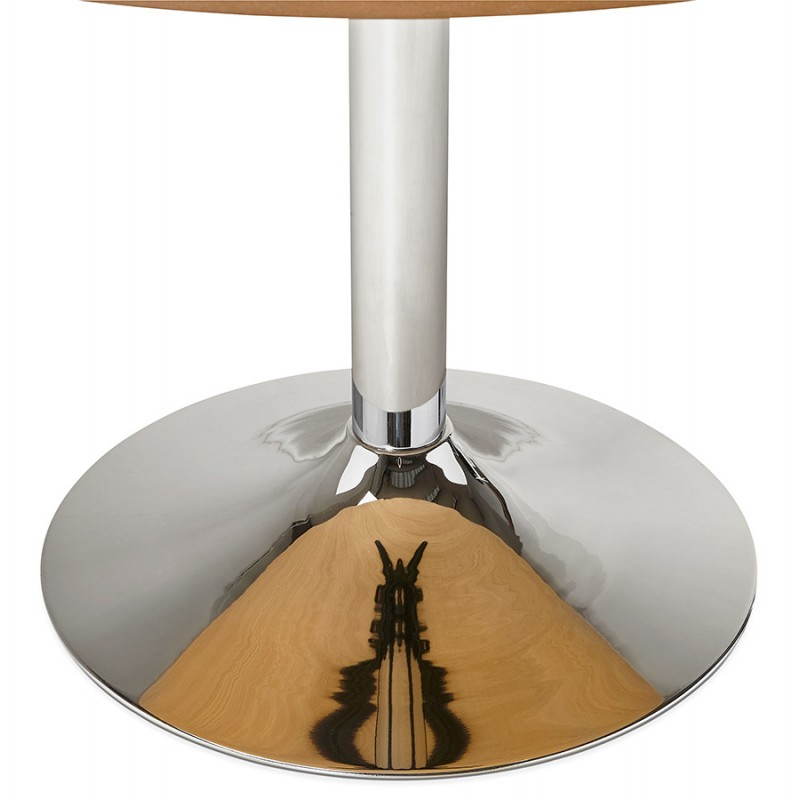 Tavolo design rotondo TRECCIA in legno e metallo cromato (Ø 120 cm) (naturale, metallo cromato) - image 28042