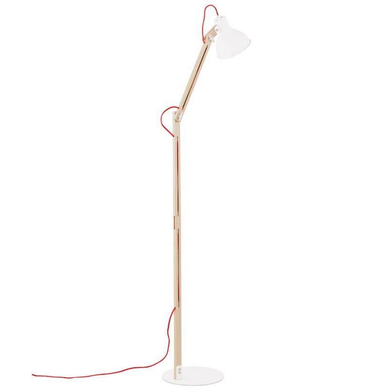 Lampe sur pied design LOFT en métal et bois (blanc, naturel) - image 28209